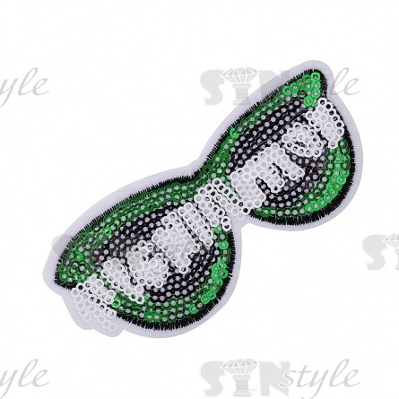 Термоаппликация "Очки" с пайетками, размер100х45 мм фото 1