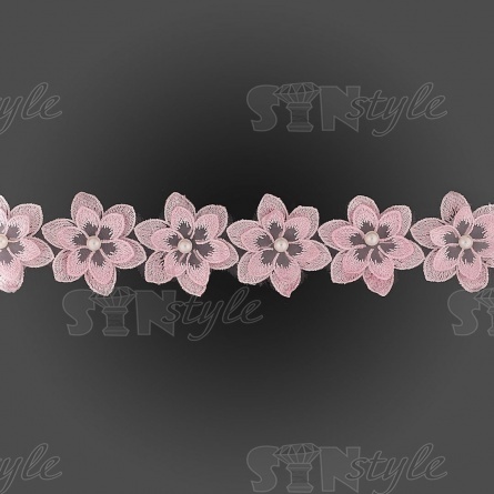 Цветочки из капроновой ленты, ширина 60 мм, намотка 20 ярдов, цвет розовый (№ 5) фото 2