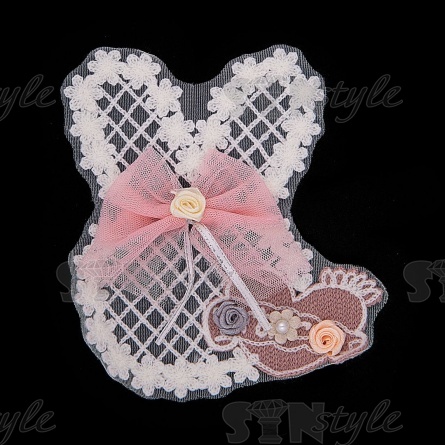 Аппликация на сетке пришивная "Зайчик", размер 140 мм х 150 мм фото 1