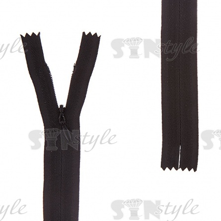 Mолния спираль, тип 3, потайная, неразъемная, основа х/б, длина 50 см, цвет 322 (черный), бегунок цвета основы фото 1