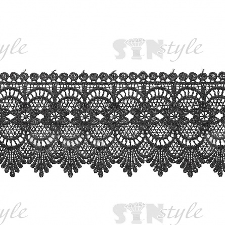 Кружево ажурное, ширина 85 мм, цвет черный, намотка 15 ярдов фото 2