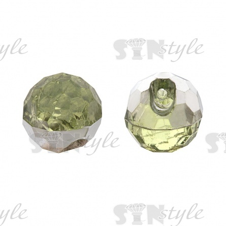 Пуговица на полуножке, размер 20L, в форме шара, цвет салатовый прозрачный фото 1