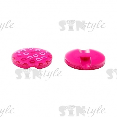 Пуговица пластиковая на полуножке, размер 24L, основа и пайетки цвета фуксия фото 2