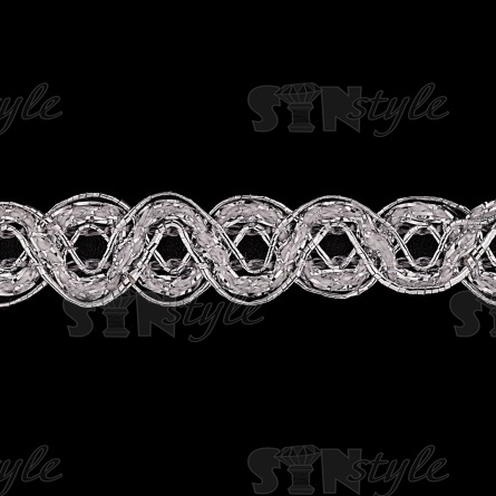 Тесьма отделочная металлизированная, ширина 15 мм, цвет серебро, намотка 15 ярдов фото 2