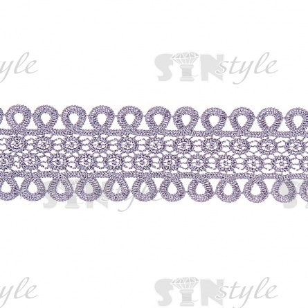 Кружево ажурное, нежная цветочная гирлянда с резным краем в виде петелек, ширина  60 мм, цвет зеленый, намотка 10 ярдов  фото 1