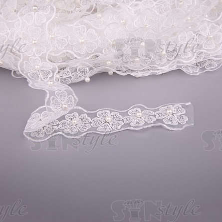 Цветочки из капроновой ленты, ширина 45 мм, намотка 20 ярдов, цвет белый (№7) фото 2