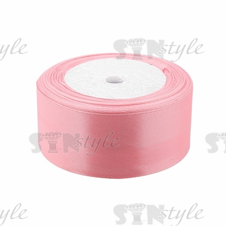Декоративная лента атласная, ширина 38 мм, намотка 25 ярдов, цвет розовый (№154) фото 1