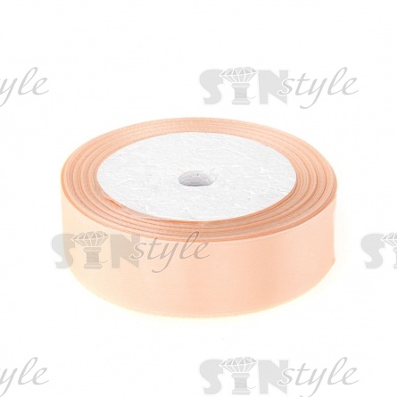 Лента атласная, ширина 25 мм,намотка 25 ярдов, цвет персиковый (№007) фото 1