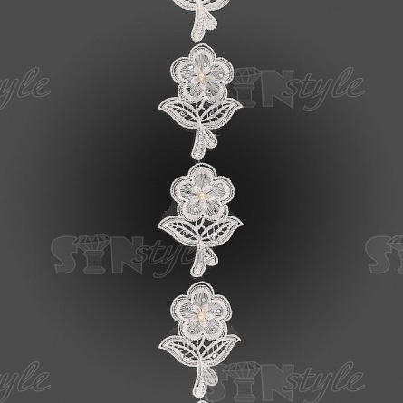 Цветочки из капроновой ленты, цвет белый, ширина 55 мм, намотка 20 ярдов фото 3