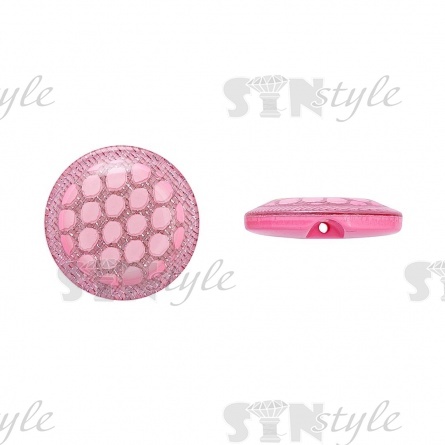 Пуговица пластиковая на полуножке, размер 24L, розовая с блестками фото 1