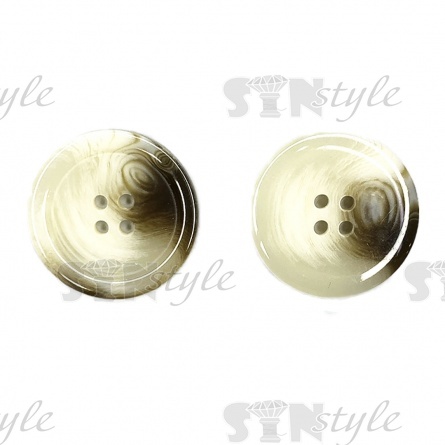 Пуговица пластиковая на четыре прокола, размер 44L, цвет шампань+серый фото 1