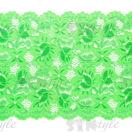 Кружево эластичное, ширина 140 мм, цвет салатовый, намотка 15 ярдов фото 1