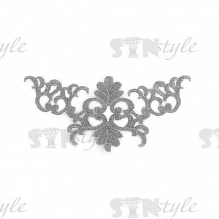 Термоаппликация орнамент, цвет серебряный, размер 230х107 мм фото 1