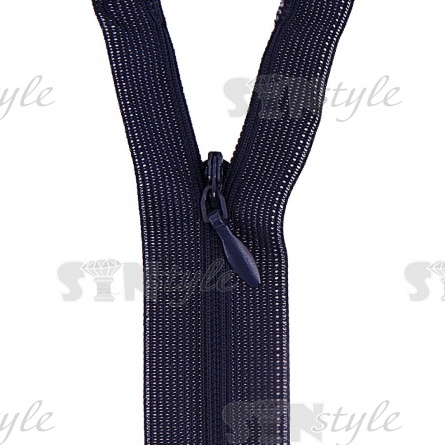 Молния спираль, тип 3, потайная, неразъемная, основа капрон, длина 50 см, цвет 330 (темно-синий), бегунок цвета основы фото 2