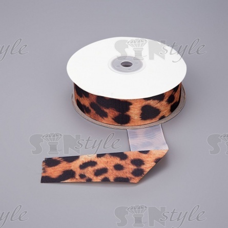Лента репсовая, с анималистическим принтом, ширина 25 мм, намотка 20 ярдов фото 1