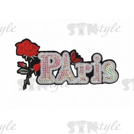 Термоаппликация "Paris" с пайетками, размер 195х97 мм фото 1