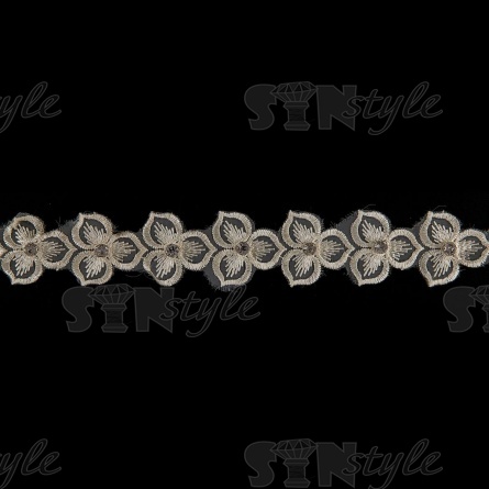 Цветочки из капроновой ленты, ширина 33 мм, намотка 20 ярдов, цвет шампань+белый, № 21 фото 2