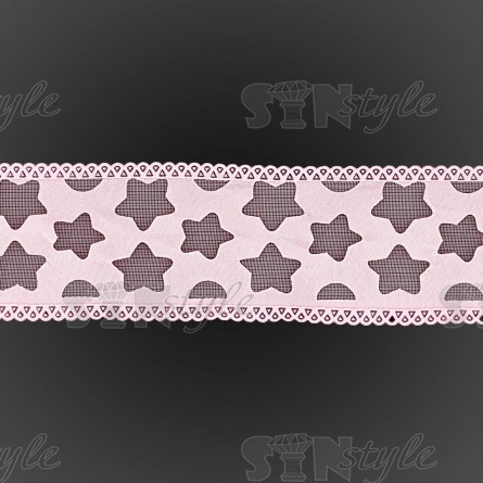 Лента капроновая двухслойная "звездочки", ширина 40 мм, намотка 25 ярдов, розовая  фото 3