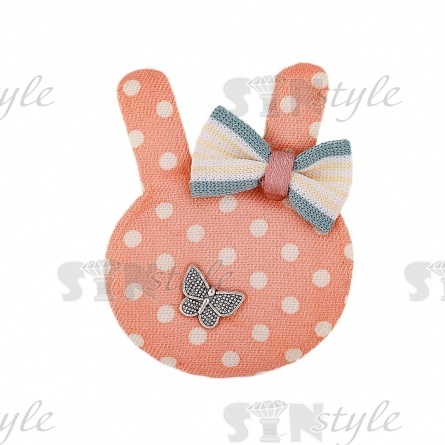 Аппликация 3D "Зайчик", цвет грязно-розовый, размер 45х55 мм фото 1