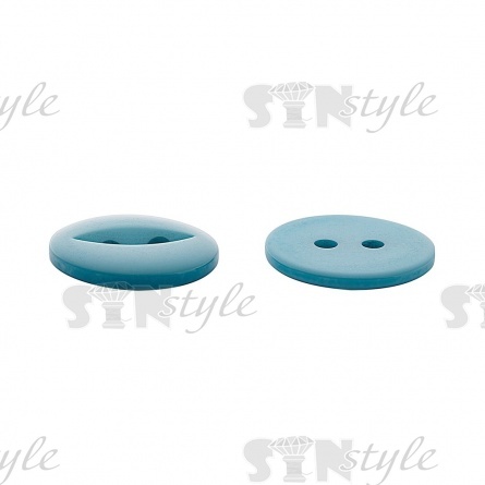Пуговица пластиковая на два прокола, бирюзовая, 24L фото 3