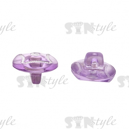 Пуговица пластиковая на ножке, круглая, фиолетовая прозрачная с белой стразой в центре, 20L фото 2