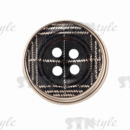 Пуговица пластиковая на четыре прокола, размер 28L, цвет золотой/черный фото 2