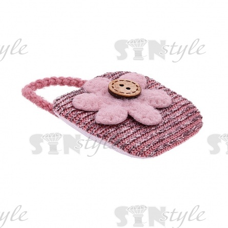 Аппликация 3D "Сумочка", цвет грязно-розовый, размер  45х55 мм фото 2