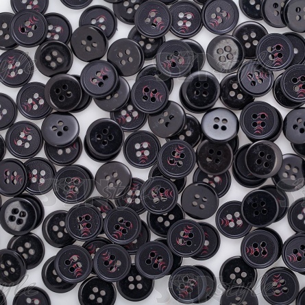 Пуговица пластиковая на четыре прокола, размер 24L, цвет черный/бордовый фото 4