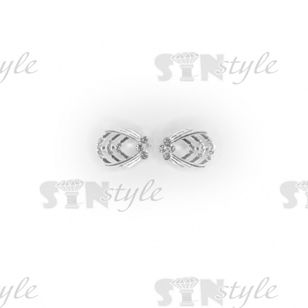 Застежка металлическая, цвет серебряный+белые стразы, размер 60х22 мм фото 1