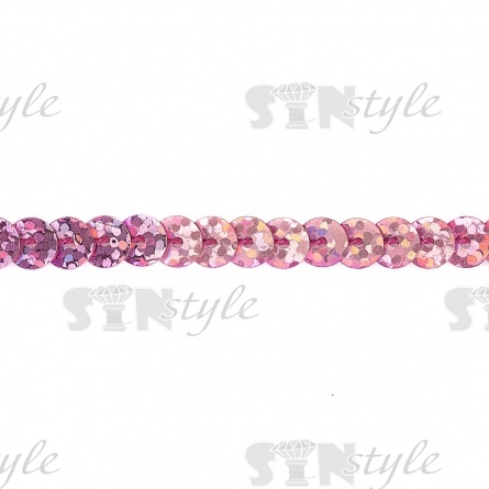 Пайетки на нитке, d=6 мм, цвет фуксия радужная, намотка 100 ярдов фото 1