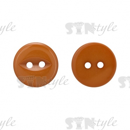Пуговица пластиковая на два прокола, горчичная, 24L фото 1