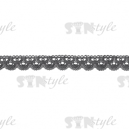 Тонкое ажурное кружево с причудливым орнаментом, ширина 35 мм, цвет черный, намотка 15 ярдов фото 1