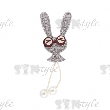 Аппликация 3D "Зайчик", цвет серый, размер 27х73 мм фото 1