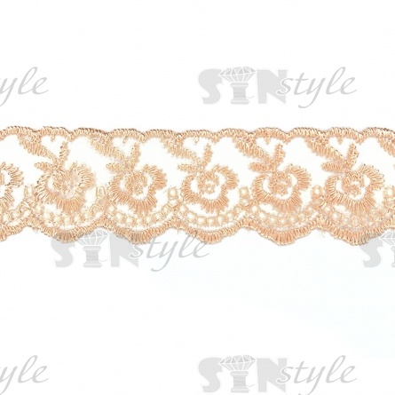 Кружево декоративное, ширина 40 мм, цвет персиковый (155), намотка 10 ярдов фото 1