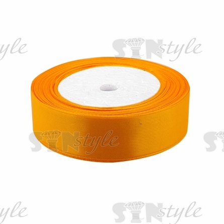 Декоративная лента атласная, ширина 25 мм, намотка 25 ярдов, цвет желтый фото 1