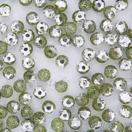 Пуговица на полуножке, размер 20L, в форме шара, цвет салатовый прозрачный фото 2