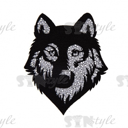 Термоаппликация "Волк" со стразами, размер 82х88 мм фото 1