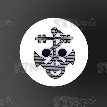 Пуговица пластиковая на два прокола, белая с черным, 24L фото 2