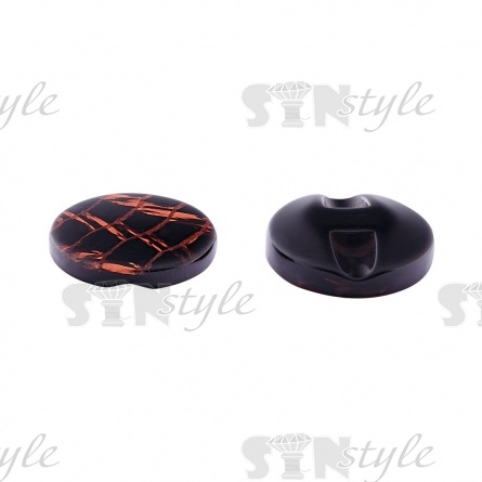 Пуговица пластиковая на полуножке, размер 24L, цвет темно-коричневый с прожилками фото 2