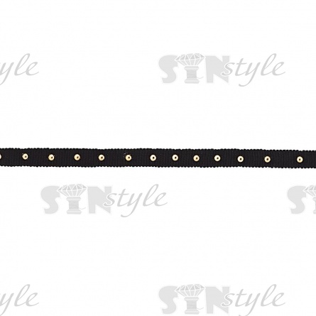 Декоративная тесьма отделочная с металлическими заклепками, цвет черный, ширина 15 мм, намотка 10 ярдов фото 1