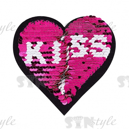 Термоаппликация "Сердце" с пайетками, размер 90х85 мм фото 2