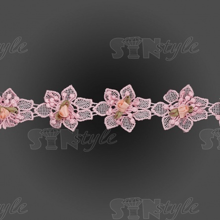 Цветочки из капроновой ленты, ширина 50 мм, намотка 15 ярдов, цвет розовый фото 3