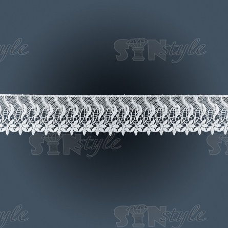 Кружево ажурное с нежным цветочным узором, ширина 85 мм, цвет кипенно-белый, намотка 15 ярдов фото 2