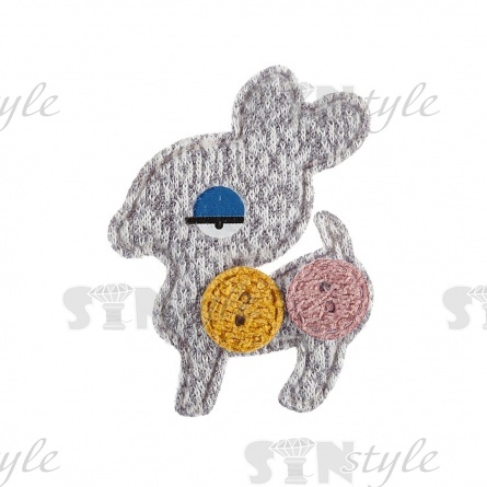 Аппликация 3D "Оленёнок", цвет серый, размер 37х50 мм фото 1