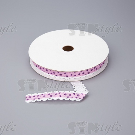 Декоративная репсовая лента с ажурным краем, цвет розовый, ширина 15 мм, намотка 20 ярдов фото 1