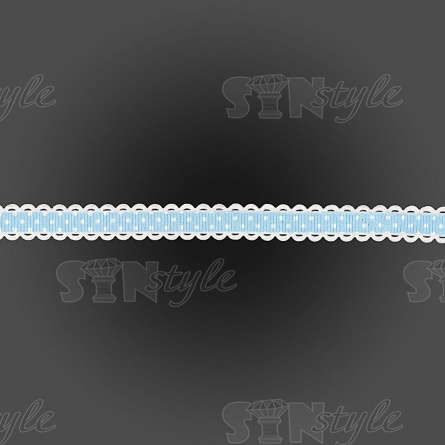 Декоративная репсовая лента с ажурным краем, цвет голубой, ширина 15 мм, намотка 20 ярдов фото 2