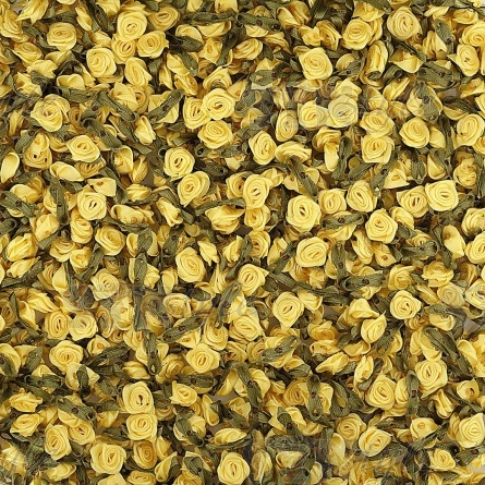 Цветочек из атласной ленты, желтый, размер 15 мм фото 3