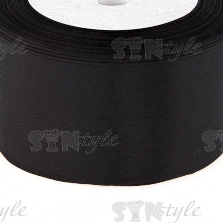 Декоративная лента атласная, ширина 50 мм, длина 25 ярдов, цвет черный (№039) фото 2