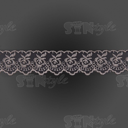 Кружево декоративное, нежная вышивка на тонкой капроновой основе, ширина 40 мм, цвет шампань (84), намотка 10 ярдов фото 2