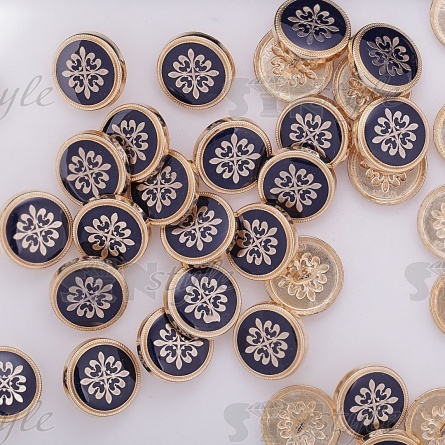 Пуговица металлическая на ножке, золотая с синим, 32L фото 3